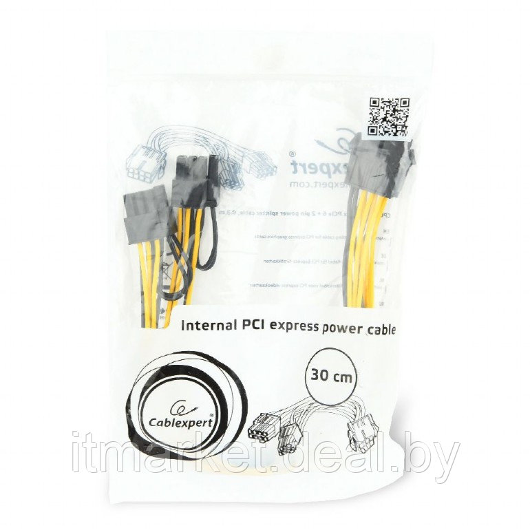 Кабель Cablexpert CC-PSU-85 (PCI-Ex 8-pin to 2xPCIe 6+2pin splitter cable 0.3m) - фото 2 - id-p208973917