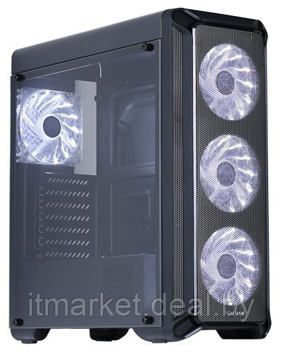 Корпус Zalman i3 Black (Miditower, ATX, USB3, 4xFan, White LED, Window) - фото 1 - id-p208973926