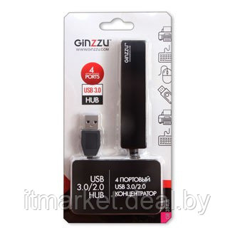 Разветвитель USB GINZZU GR-334UB 4 port (1xUSB3.0+3xUSB2.0) - фото 2 - id-p208973927