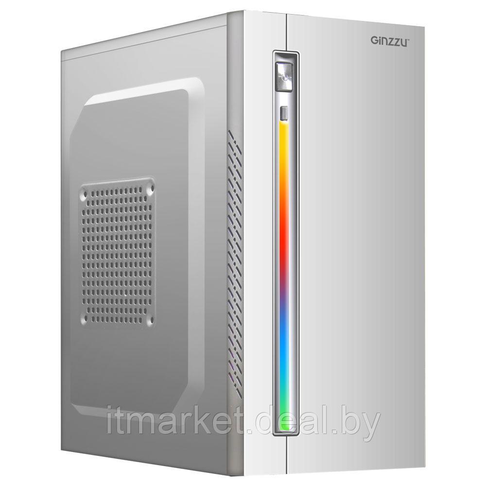 Корпус Ginzzu D380 White, RGB, 2*USB 2.0, белый, mATX - фото 1 - id-p208979872