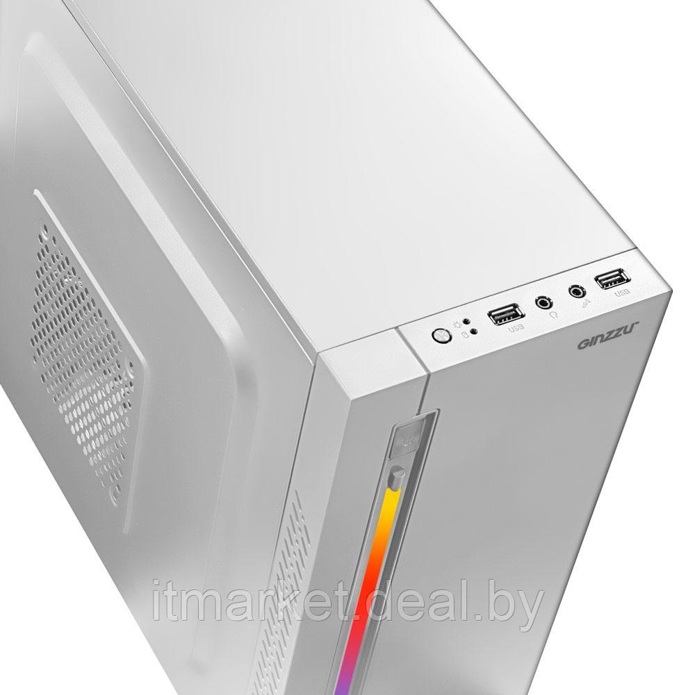 Корпус Ginzzu D380 White, RGB, 2*USB 2.0, белый, mATX - фото 3 - id-p208979872