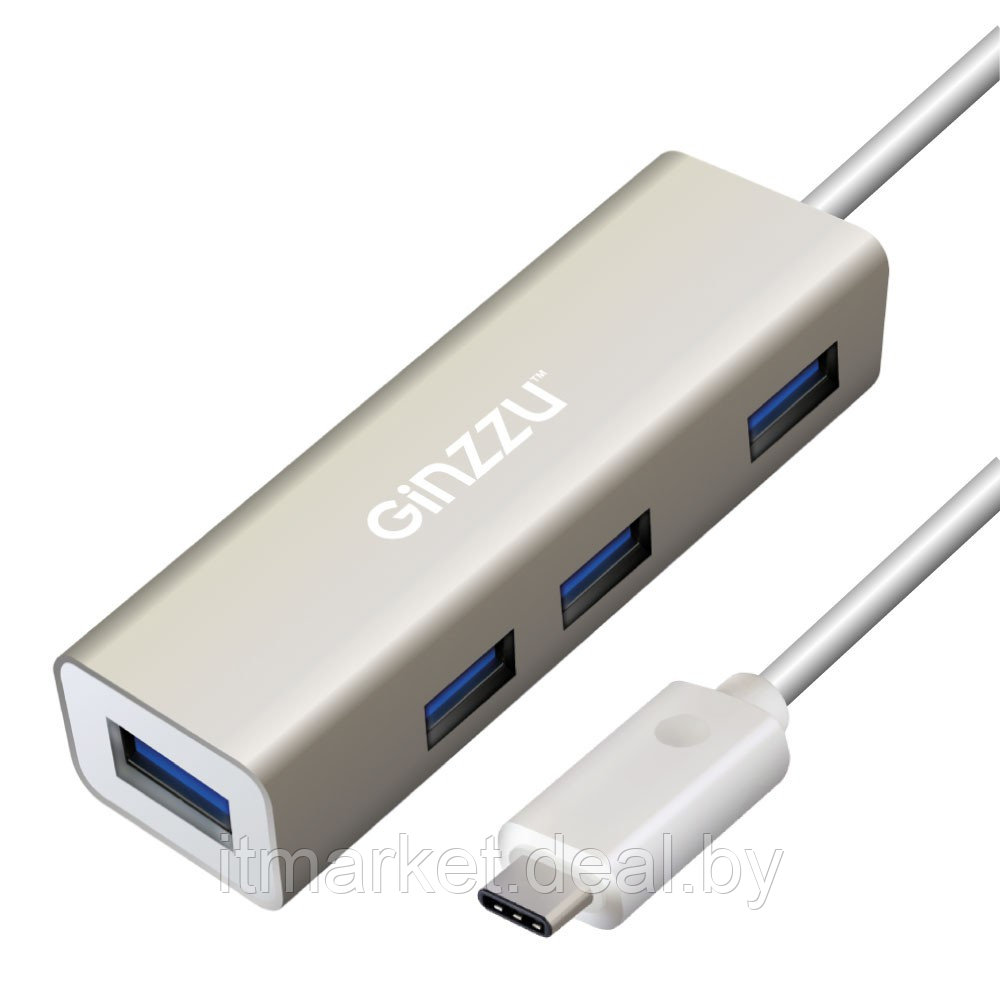Разветвитель USB GINZZU GR-518UB (4х USB3.0, 20см кабель, метал.корпус) - фото 2 - id-p208976901