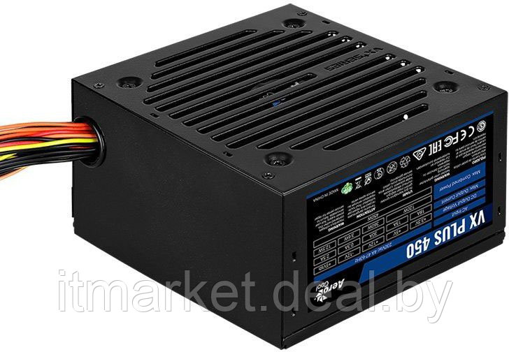 Блок питания 450W Aerocool VX-450 PLUS (24+8pin, 1x6pin, 2xMolex, 2xSATA) - фото 1 - id-p208973981