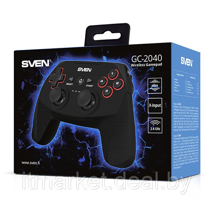 Геймпад Sven GC-2040 Black (беспроводной, джой-к, 2 стика, 11 кнопок, для PC/Sony PlayStation 3/Android) - фото 5 - id-p208974008