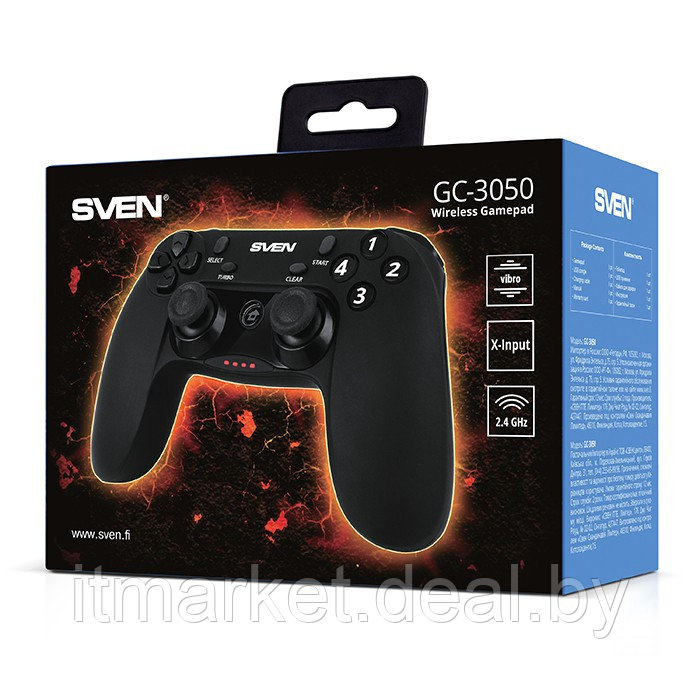 Геймпад Sven GC-3050 Black (беспроводной, джой-к, 2 стика, 13 кнопок, для PC/Sony PlayStation 3/Android) - фото 6 - id-p208974010