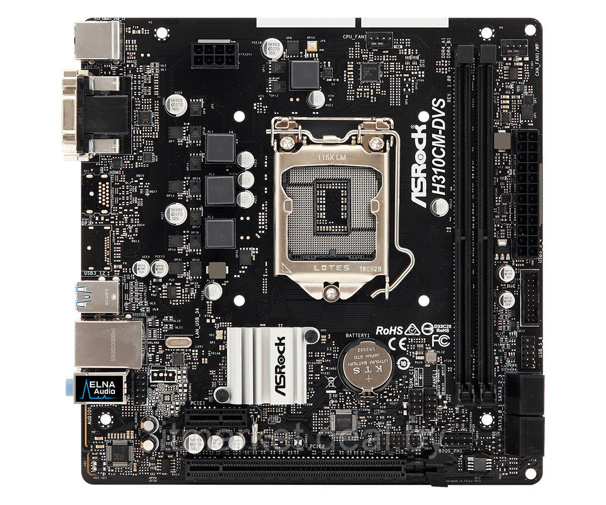 Материнская плата Asrock H310CM-DVS H310 2xDDR4-2666 microATX (Socket 1151) - фото 2 - id-p208974013