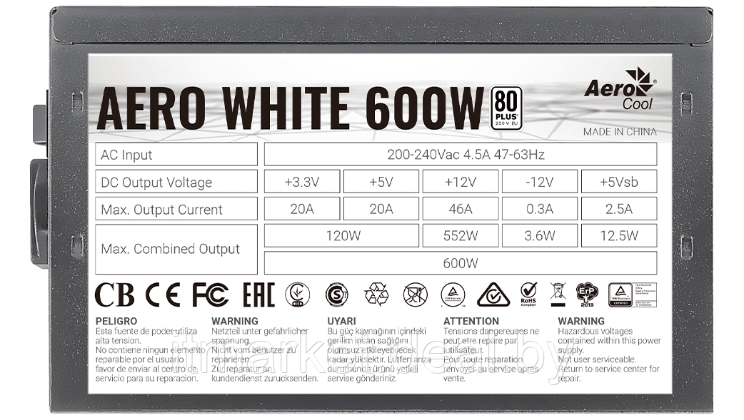 Блок питания 600W Aerocool Aero White 600W - фото 3 - id-p208989921