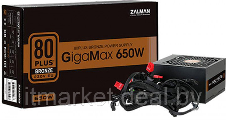 Блок питания 650W Zalman GigaMax (GVII) (ZM650-GVII) (120мм, 24+8pin, 2x6/8pin, 3xMolex, 5xSata, 80+Bronze) - фото 1 - id-p208978987