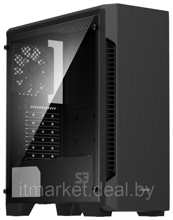 Корпус Zalman S3 Black (Miditower, ATX, USB3, Fan, Window) - фото 2 - id-p208974084