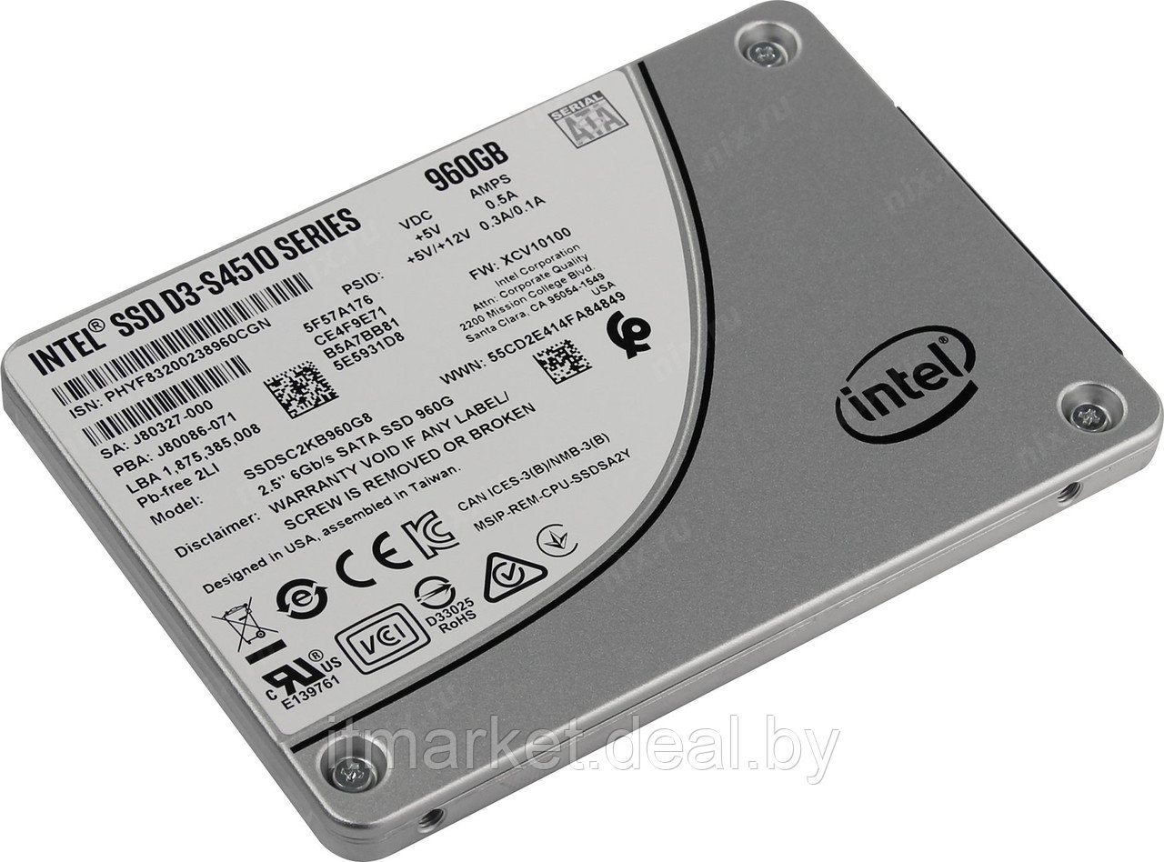 Жесткий диск SSD 960Gb Intel D3-S4510 (SSDSC2KB960G801) (SATA-6Gb/s, 2.5", 560/510Mb/s) - фото 1 - id-p208974103