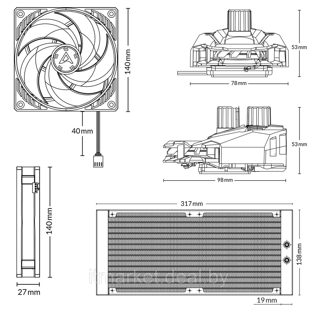Система водяного охлаждения Arctic Cooling Liquid Freezer II 280 new AMD clip (ACFRE00066B) - фото 5 - id-p208990985