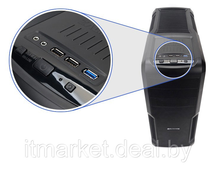 Корпус Zalman Z3 Plus Black Miditower ATX Window USB3 4xFun - фото 3 - id-p208973160