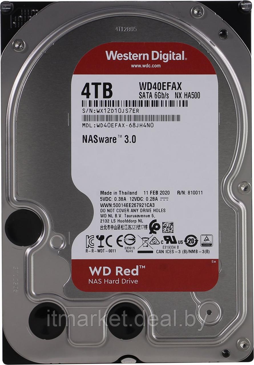 Жесткий диск 4Tb Western Digital Red (WD40EFAX) (SATA-6Gb/s, 5400rpm, 256Mb) - фото 1 - id-p208979112