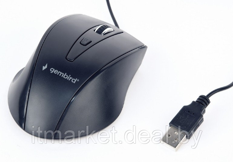 Мышь Gembird MUS-4B-02 Black (1200dpi, 4 кнопки, USB) - фото 2 - id-p208979116