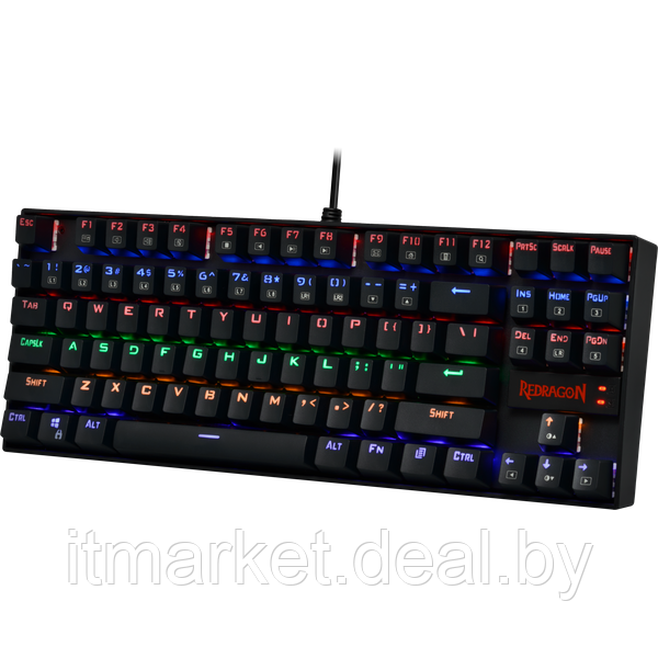 Клавиатура Redragon Kumara Rainbow (74882) (Механическая, OUTEMU+BLUE, RGB, 87 клавиш, USB) - фото 3 - id-p208979130