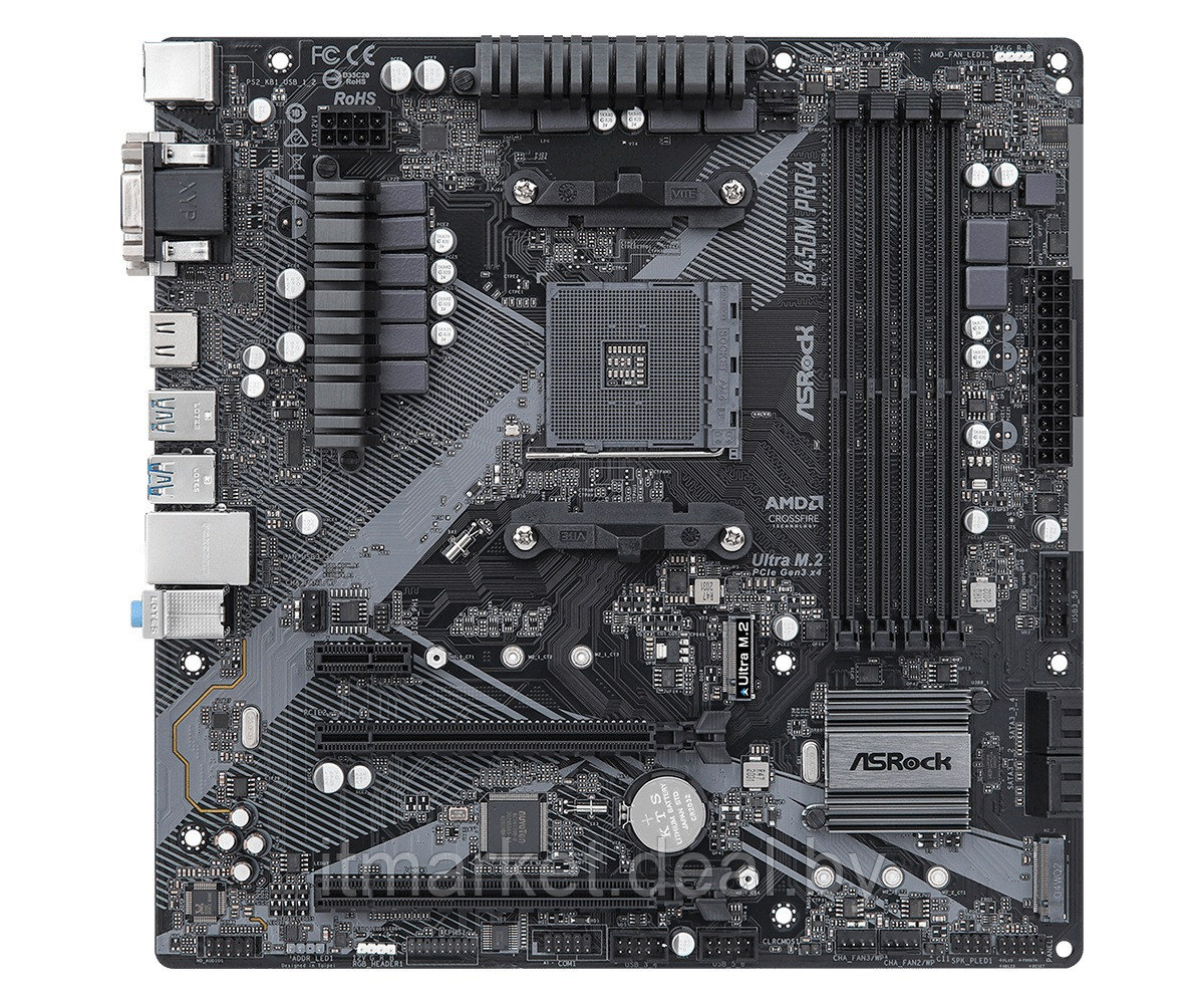 Материнская плата AsRock B450M PRO4 R2.0 - фото 2 - id-p208984084