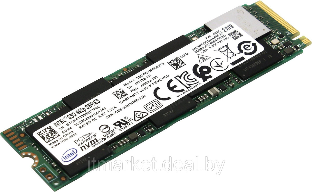 Жесткий диск SSD 2Tb Intel 660p (SSDPEKNW020T801) (PCI-Express 3.0 x4, M.2, 1800/1800Mb/s) - фото 1 - id-p208974211