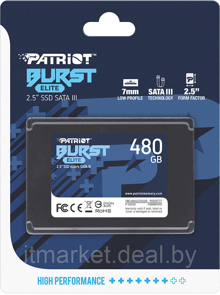 Жесткий диск SSD 480Gb Patriot Burst Elite (PBE480GS25SSDR) - фото 6 - id-p208982132