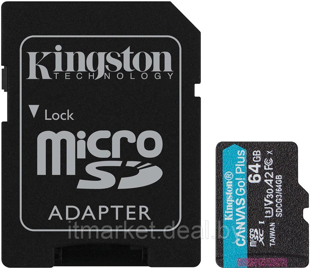 Карта памяти 64Gb Kingston Canvas Go! Plus microSDXC (SDCG3/64GB) - фото 1 - id-p208985173