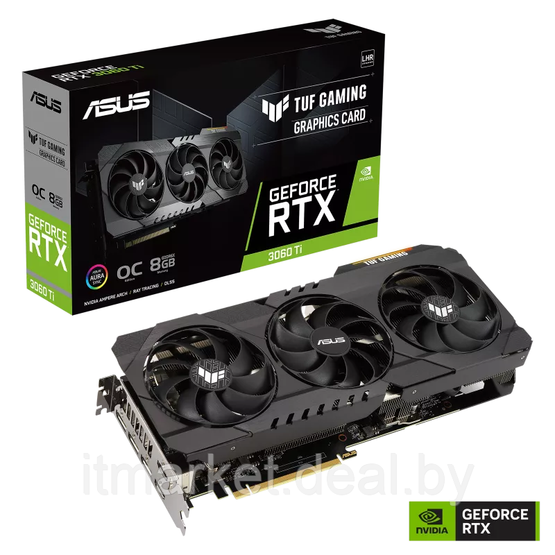 Видеокарта Asus RTX 3060Ti TUF Gaming OC Edition (TUF-RTX3060TI-O8GD6X-GAMING) - фото 1 - id-p208992143