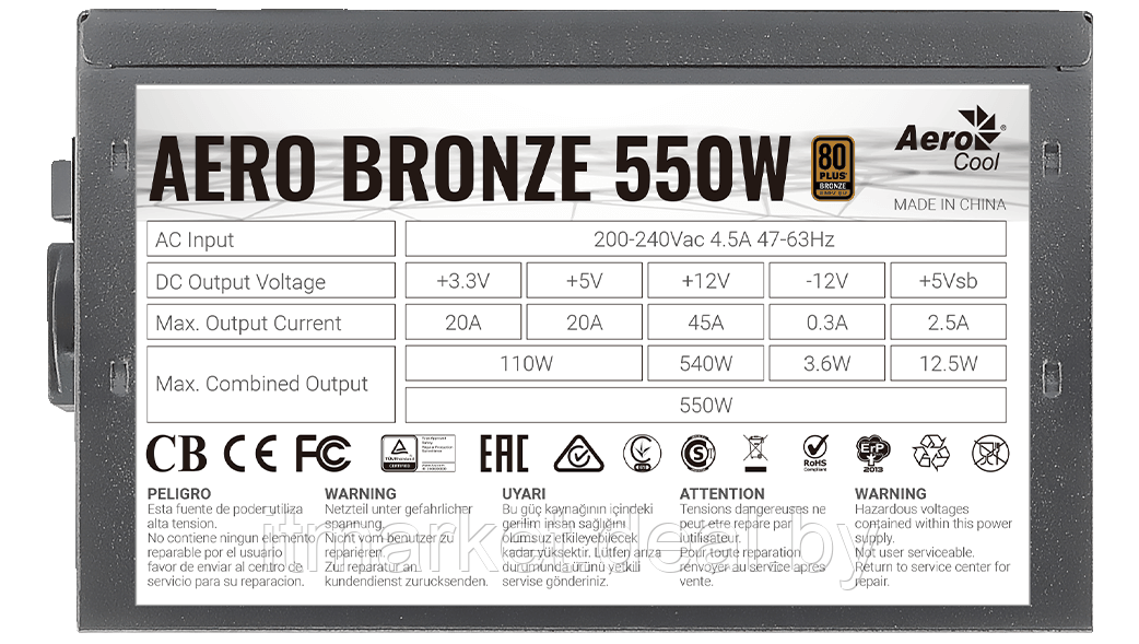 Блок питания 550W Aerocool AERO BRONZE 550M (ACPB-AR55AEC.1M) - фото 6 - id-p208991199