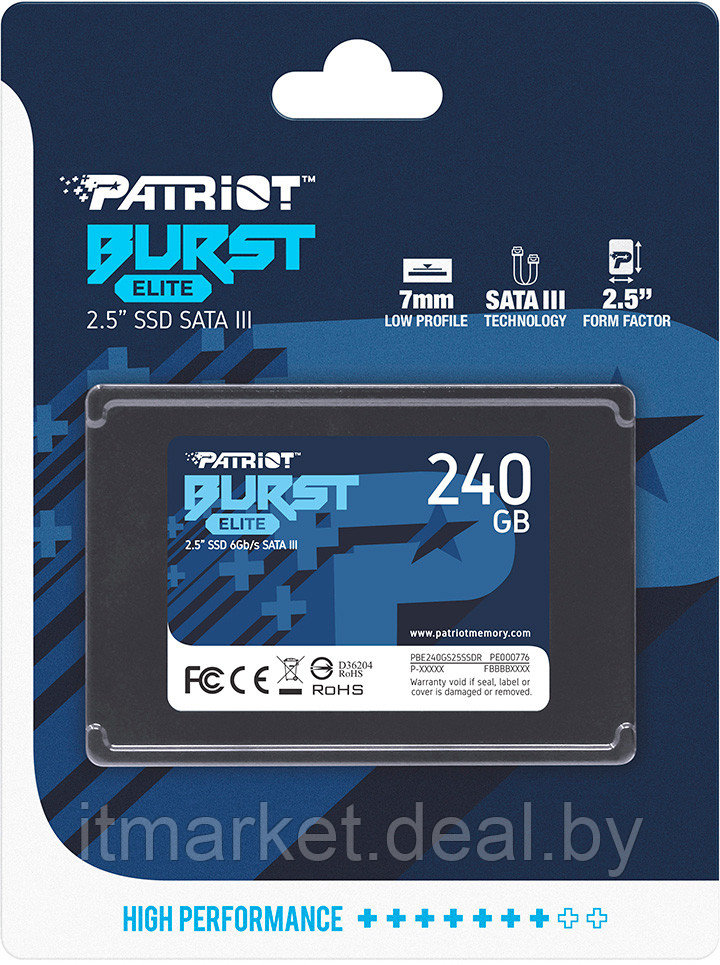 Жесткий диск SSD 240Gb Patriot Burst Elite (PBE240GS25SSDR) - фото 6 - id-p208983267