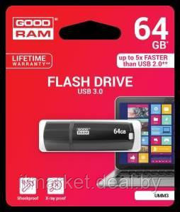 USB flash disk 64Gb Goodram Mimic 3.0 Black 64Gb (UMM3-0640K0R11) (с колпачком, пластик, USB 3.0) - фото 1 - id-p208973455