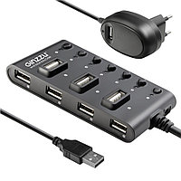 Разветвитель USB GINZZU GR-487UAB 7 port USB 2.0 + adapter