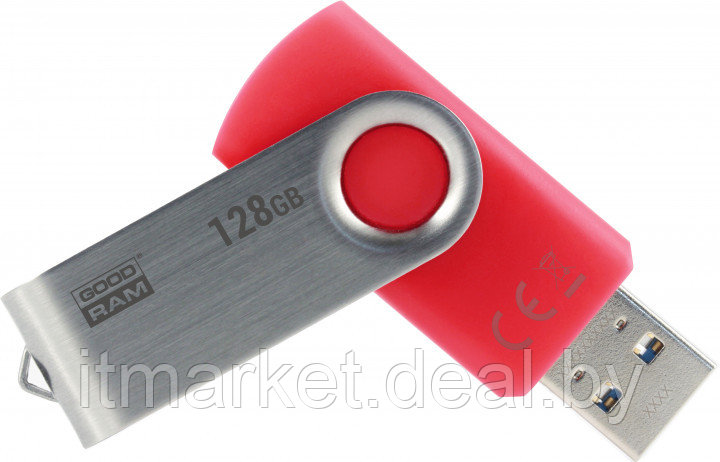 USB flash disk 128Gb Goodram UTS3 128Gb (UTS3-1280R0R11) Red (раскладной корпус, металл/пластик, USB3) - фото 2 - id-p208979327