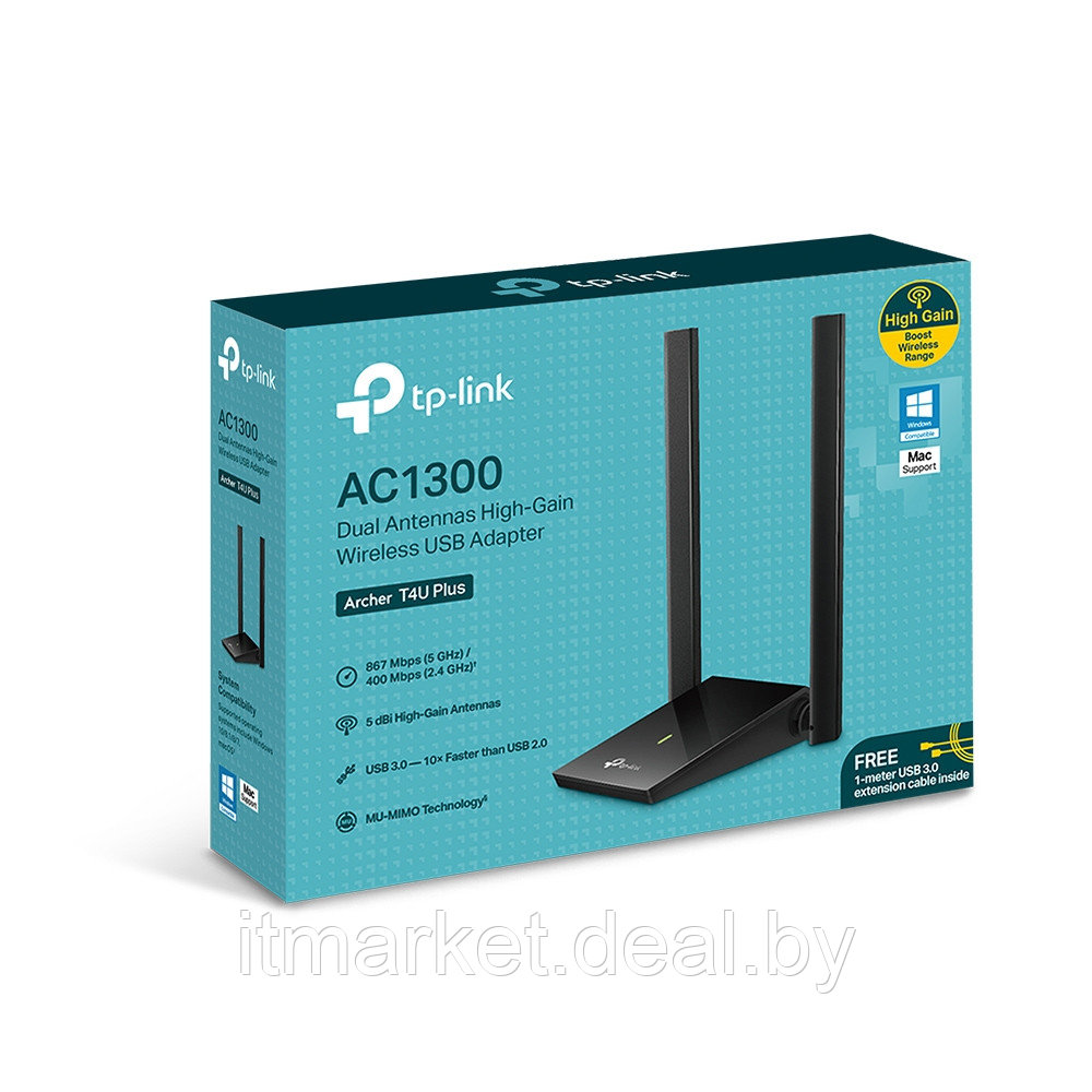 Сетевой адаптер Wi-Fi TP-Link Archer T4U Plus - фото 6 - id-p208983289