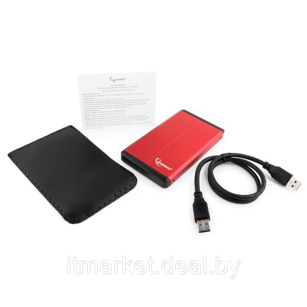 Бокс для внешнего подключения HDD Gembird EE2-U3S-2-R (2.5"hdd SATA, USB3.0, RED) - фото 3 - id-p208973488