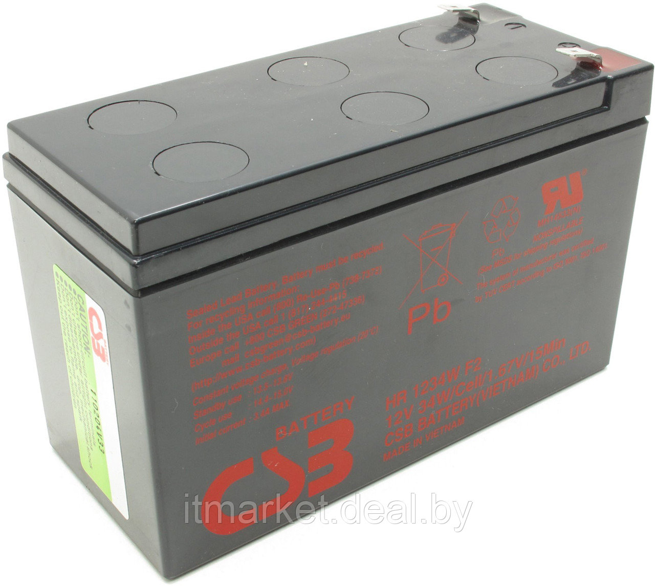 Аккумулятор для ИБП CSB HR 1234W F2 (12V, 9Ah) - фото 1 - id-p208973537