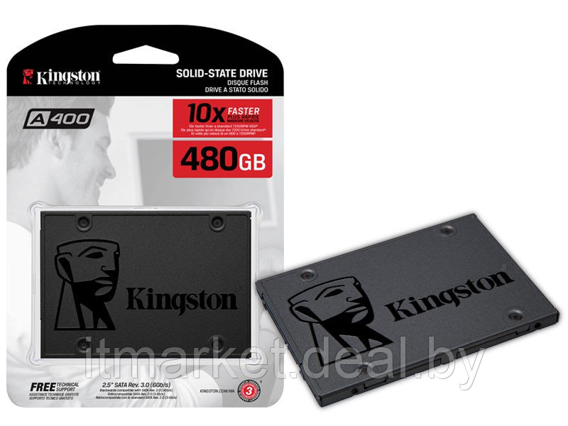 Жесткий диск SSD 480Gb Kingston A400 (SA400S37/480G) - фото 1 - id-p208973569