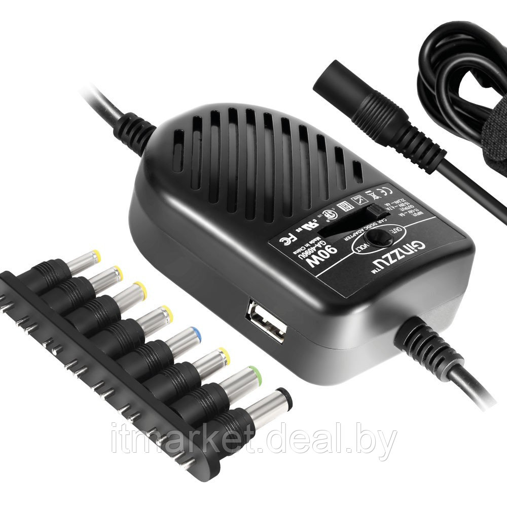 Автомобильное зарядное устройство GINZZU GA-4090U (Универсальное, 90W, 15V-24V, USB 2,1A) - фото 1 - id-p208973638