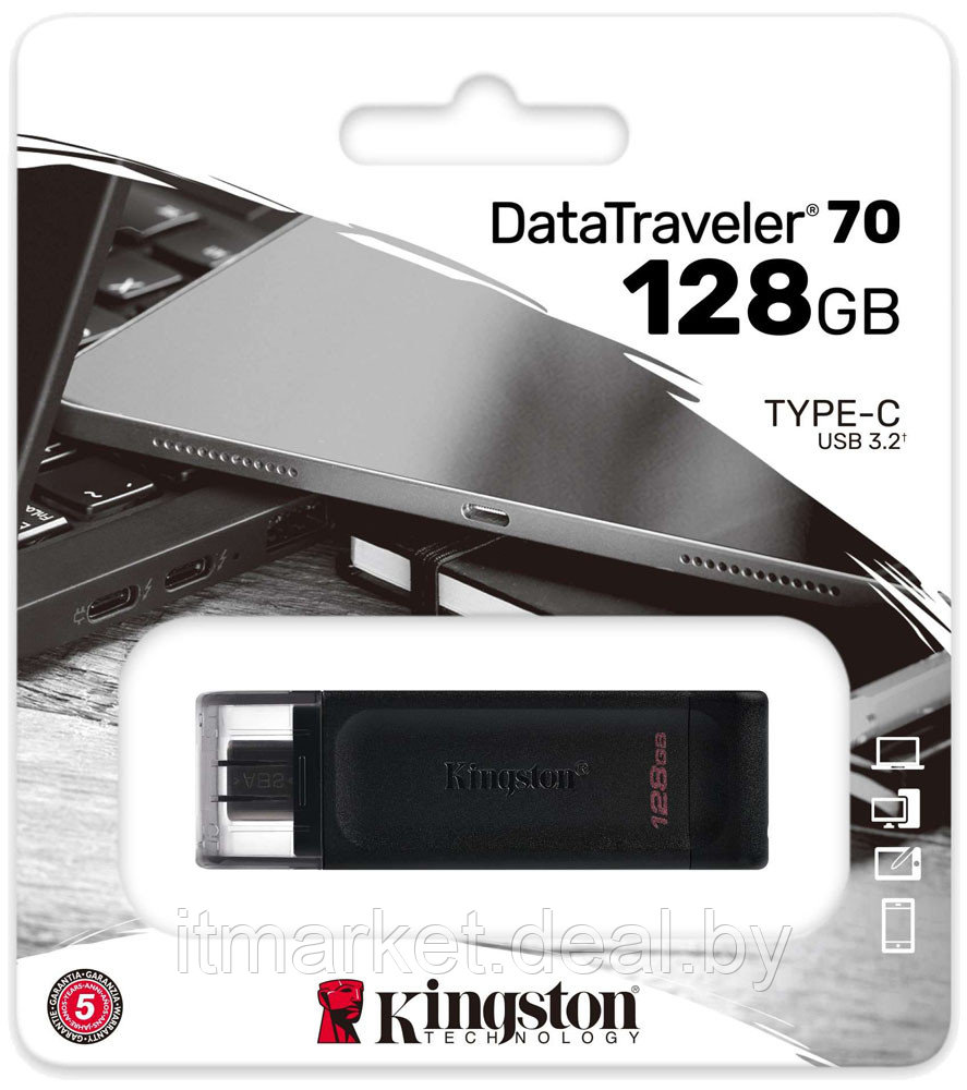 USB flash disk 128Gb Kingston DataTraveler 70 (DT70/128GB) - фото 1 - id-p208981481