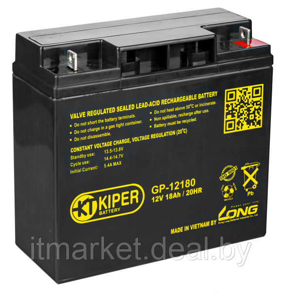 Аккумулятор для ИБП 18Ah Kiper GP-12180 - фото 1 - id-p208983441