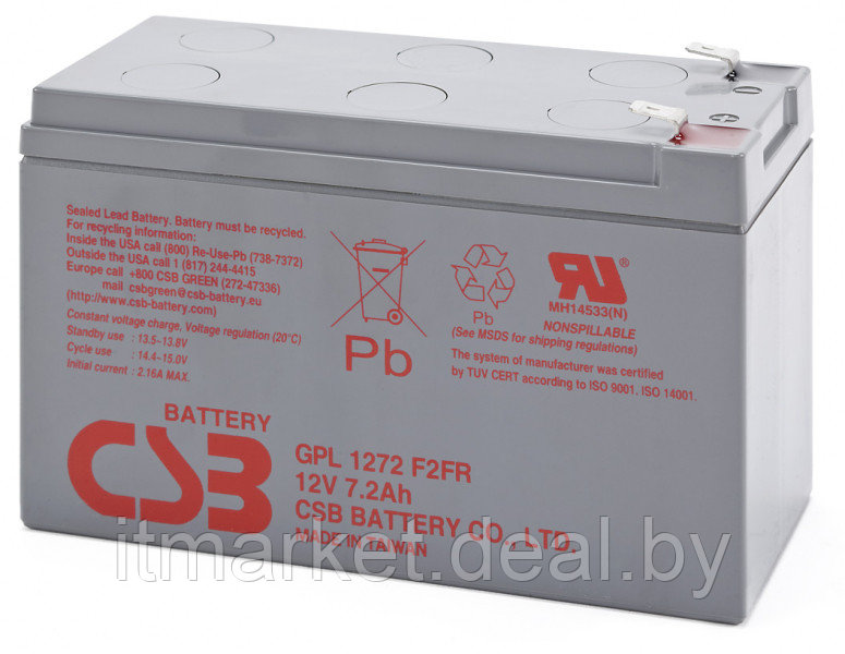 Аккумулятор для ИБП 7.2Ah CSB GPL 1272 F2FR - фото 2 - id-p208983443