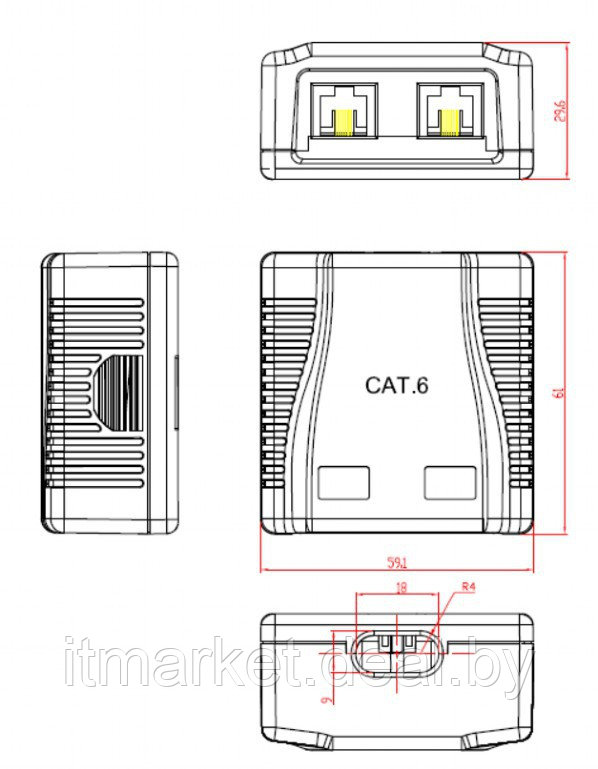 Сетевая розетка Gembird NCAC-2U6-01 (Cat 6, 2xRJ45) - фото 3 - id-p208973692