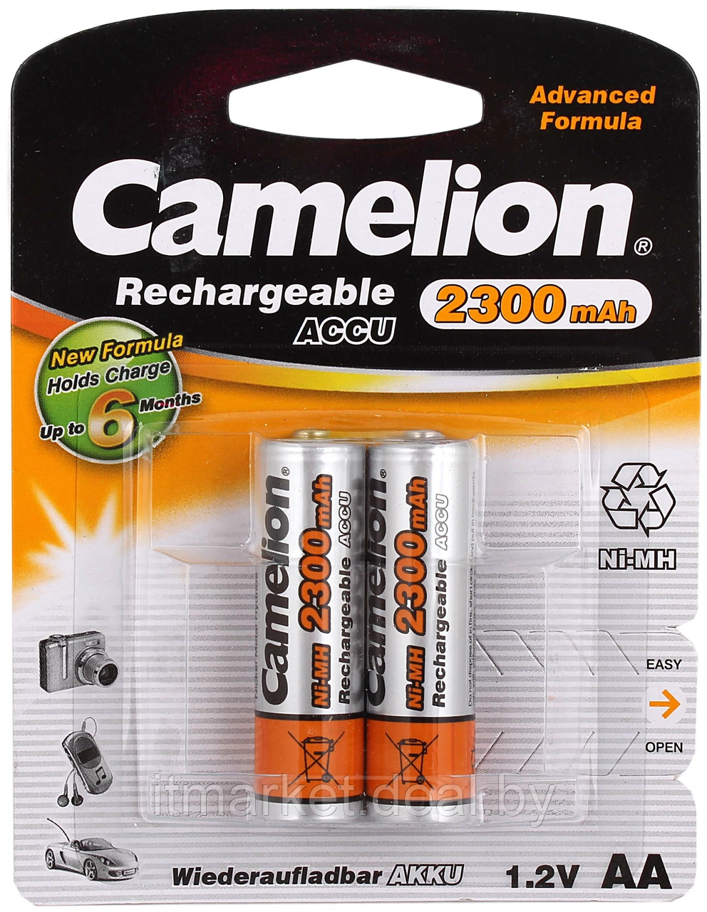 Аккумулятор Camelion HR6 2300mAh AA Ni-MH (2шт) - фото 1 - id-p208991412