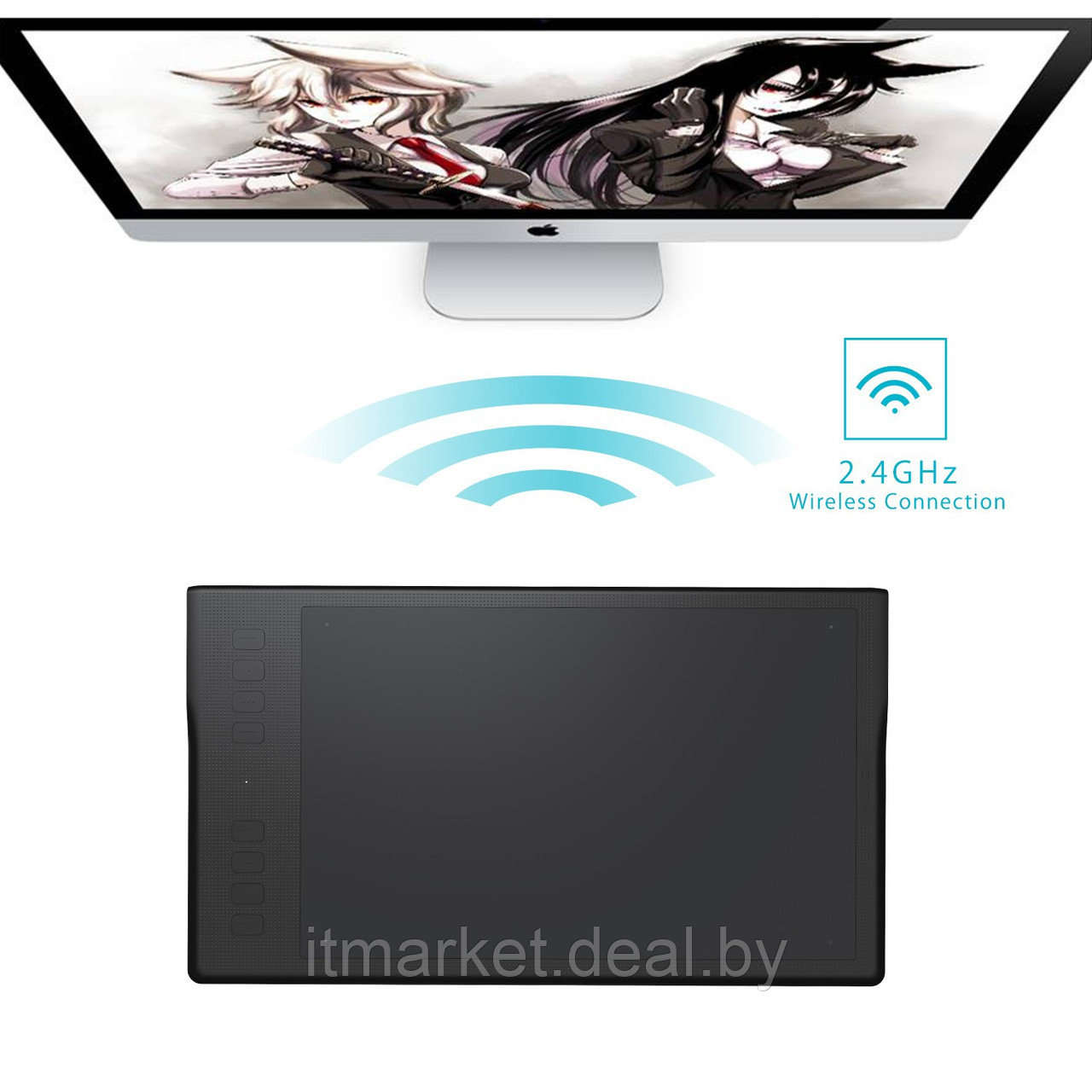 Графический планшет Huion Inspiroy Q11K Black (279x174мм, 5080lpi, 8192 уровня, 233 PPS, Wi-Fi, USB) - фото 1 - id-p208973705