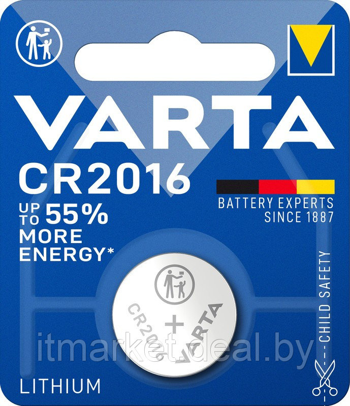 Батарейка Varta CR2016 (1шт 3V Lithium) - фото 1 - id-p208991414