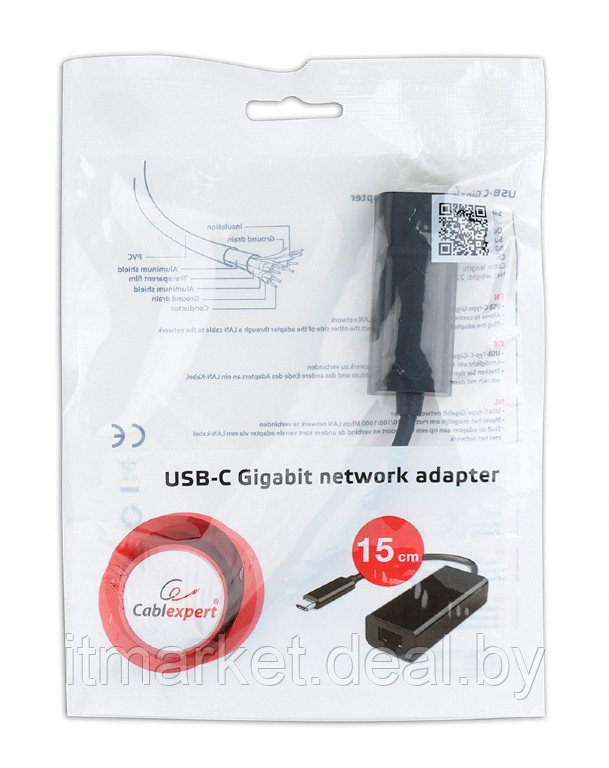 Сетевой адаптер Cablexpert A-CM-LAN-01 USB-C(Type-C)(вилка) to Glan - фото 2 - id-p208973730