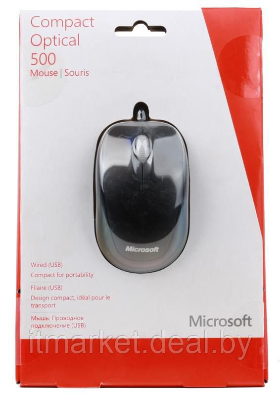 Мышь Microsoft Compact Optical Mouse 500 (U81-00083) Black (оптическая, 800dpi, 3 кнопки, USB) - фото 6 - id-p208973753