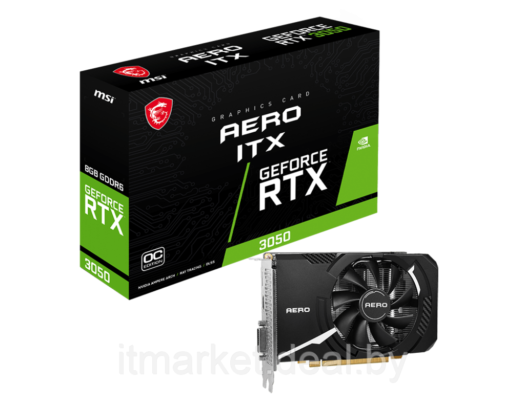 Видеокарта MSI RTX 3050 (RTX 3050 AERO ITX 8G OCV2) - фото 1 - id-p208992529