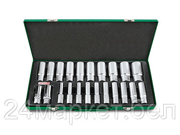 Набор головок 1/2" глубокие 8-32мм 22предм. 6гр. метал.кейс TOPTUL (GAAD2202)