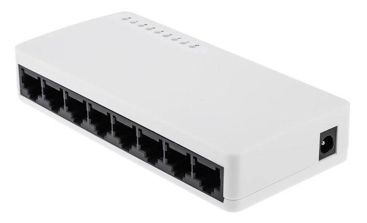 Сетевой хаб - коммутатор LAN - разветвитель RJ45 на 8 портов, 10/100 Мбит/с 555622, фото 1