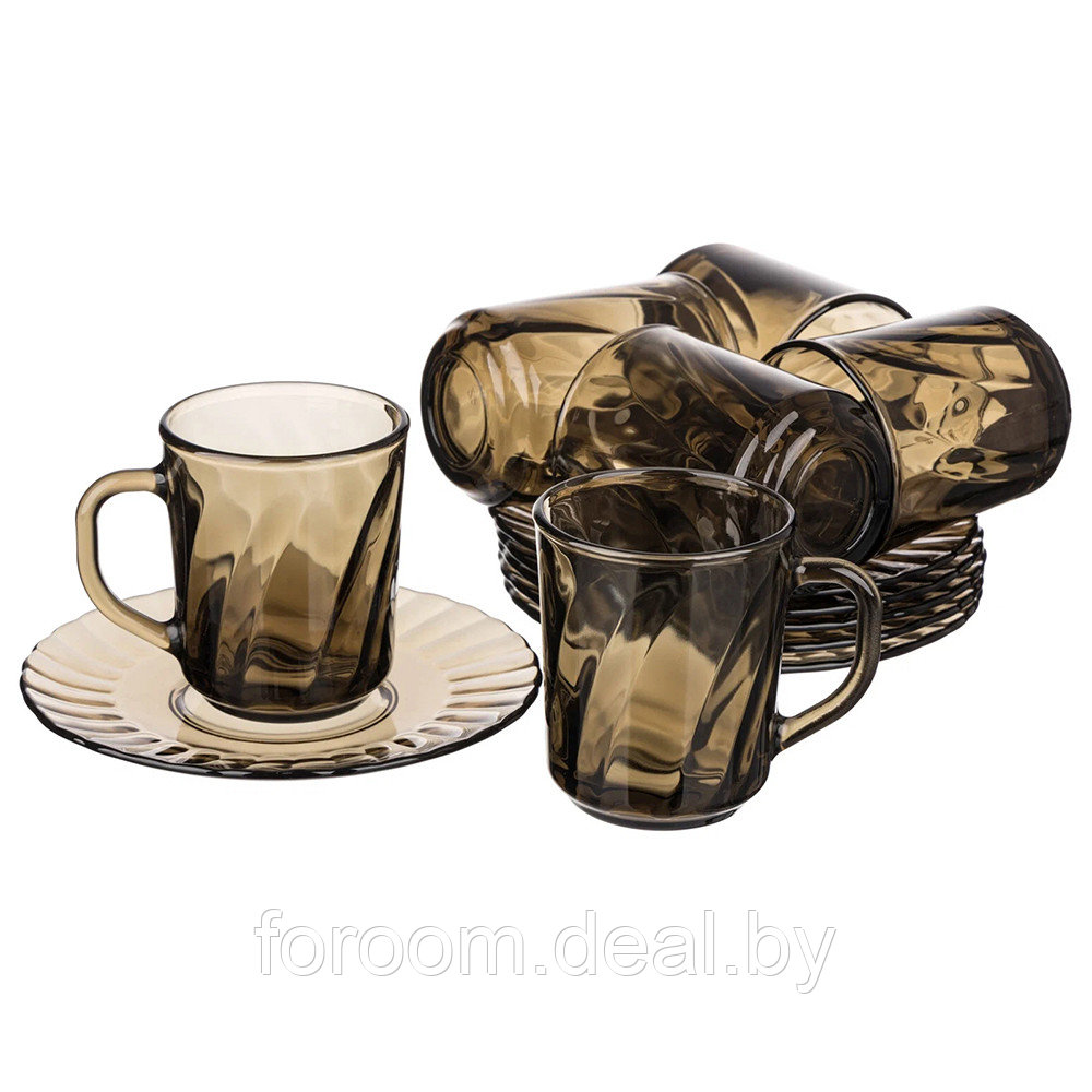 Набор чайный на 6 персон (12пр.): 6 чашек, 6 блюдец Glass Ink Elica 62099 - фото 1 - id-p209009308