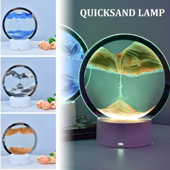 Лампа- ночник "Зыбучий песок" с 3D эффектом Desk Lamp (RGB -подсветка, 7 цветов) / Песочная картина - фото 4 - id-p209020253