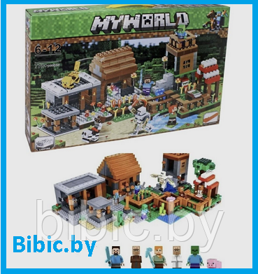 Детский конструктор Minecraft Деревня в лесу Майнкрафт, LB600 my world аналог лего lego. Игры для детей
