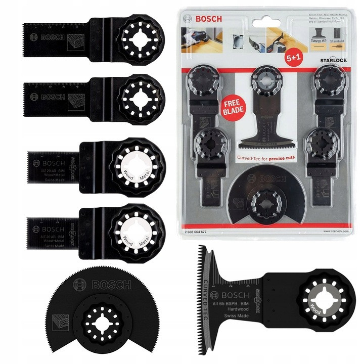 Набор пильных полотен Bosch Starlock для реноватора (6 шт., дерево, металл) 2608664677 Швейцария